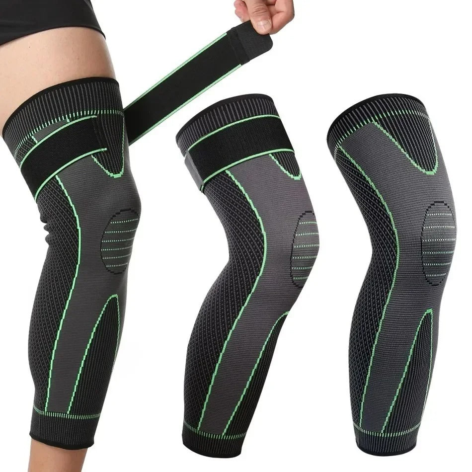 Compression Knee Pads Support Lengthen Stripe Sport Sleeve Protector Elastic Long Warm Kneepad Brace Volleyball Running 1pc