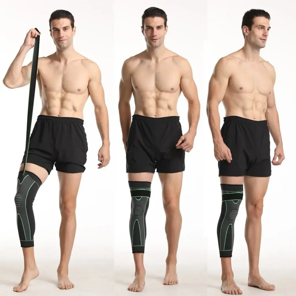 Compression Knee Pads Support Lengthen Stripe Sport Sleeve Protector Elastic Long Warm Kneepad Brace Volleyball Running 1pc